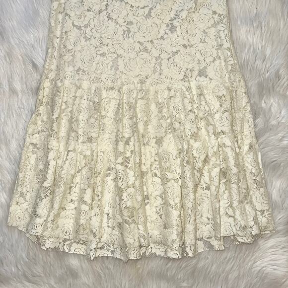 Free People FP ONE Emily Sheer Floral Ruffle Lace Slip Tunic Dress in Ivory - Picture 4 of 7